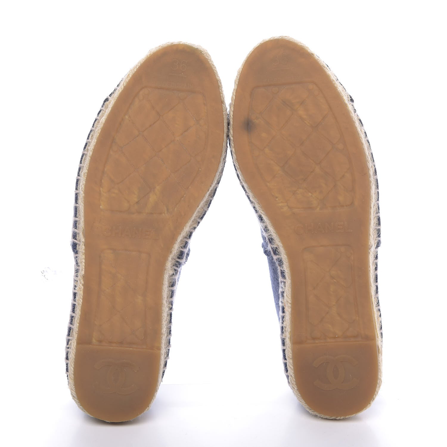 Chanel Denim Toile CC Espadrilles 36 Navy Black 5 of 14