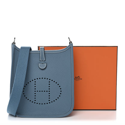 Hermes Taurillon Clemence Evelyne TPM New Blue Jean 11 of 11