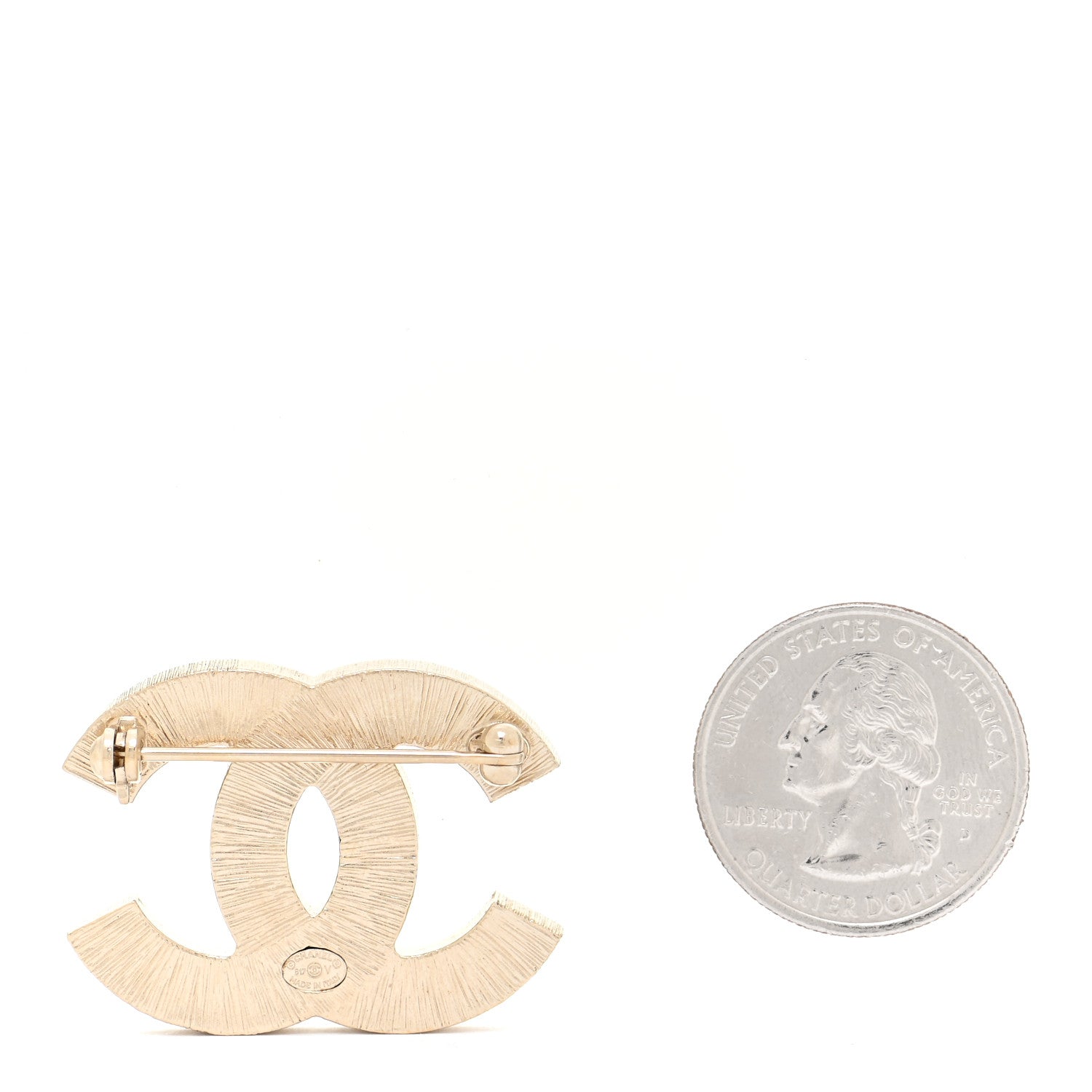 Chanel Metal Quilted CC Brooch Silver Gold 2 of 5