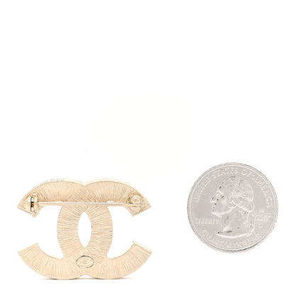 Chanel Metal Quilted CC Brooch Silver Gold 2 of 5