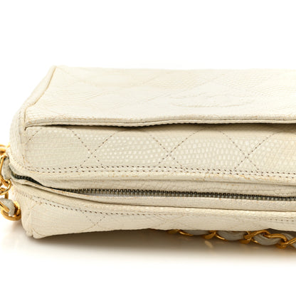 Chanel Lizard Diamond Quilted Tassel Camera Case White 20 of 21