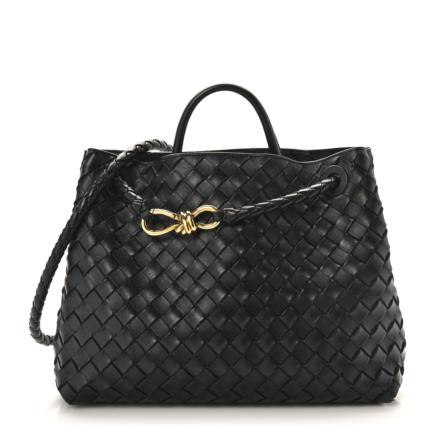 Bottega Veneta Nappa Intrecciato Medium Andiamo Shoulder Bag Black 1 of 8