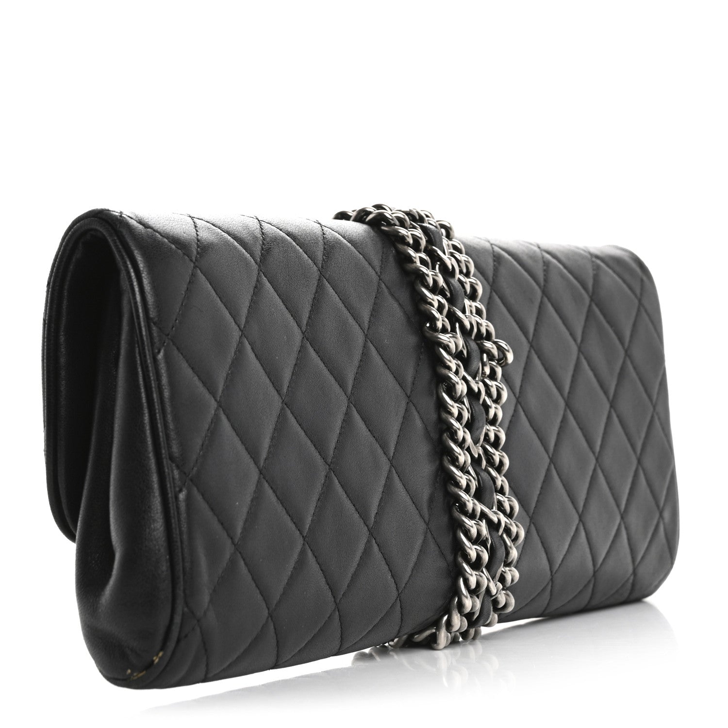Chanel Lambskin Quilted Evening Clutch Black 3 of 13