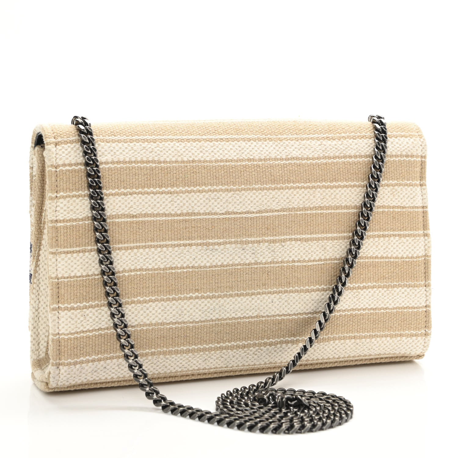 Saint Laurent Berber Canvas Striped Medium Classic Monogram Kate Satchel 3 of 10