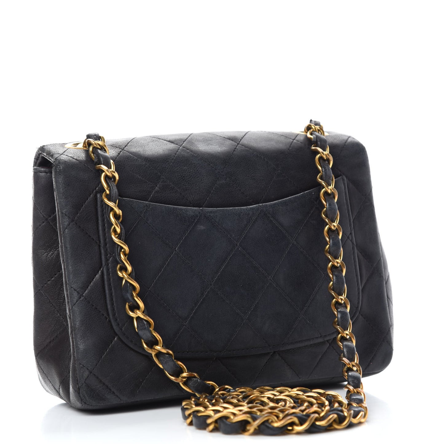 Lambskin Quilted Mini Square Flap Black