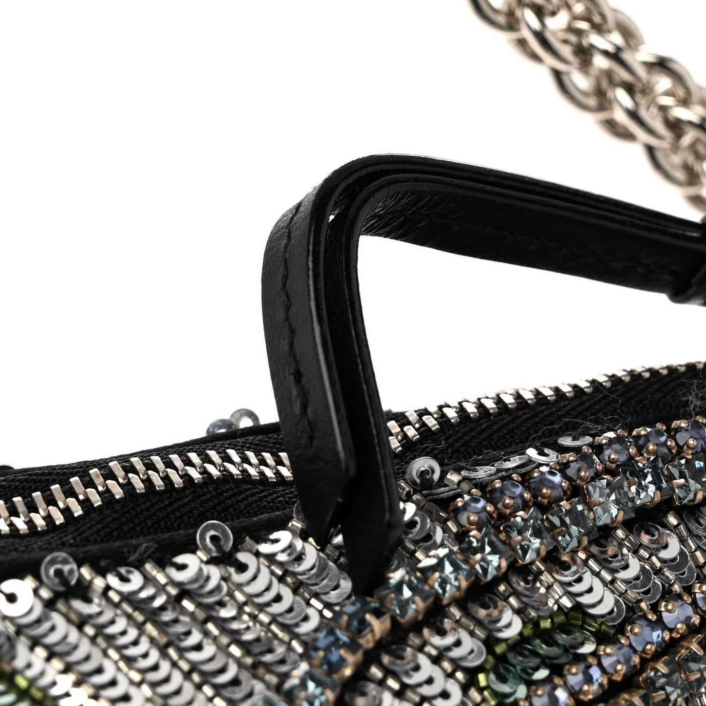 Silk Sequin Crystal Tassel Callie Clutch Black Silver Multicolor