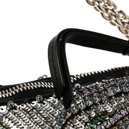 Jimmy Choo Silk Sequin Crystal Tassel Callie Clutch Black Silver Multicolor 11 of 11