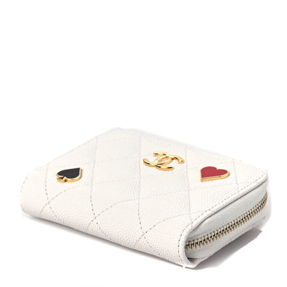Chanel Caviar Enamel Coco Casino Quilted Zip Coin Purse White 8 of 8