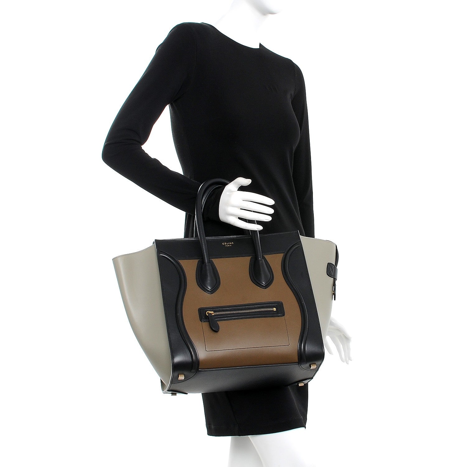 Celine Satin Calfskin Mini Tri-Color Luggage Beige 2 of 8