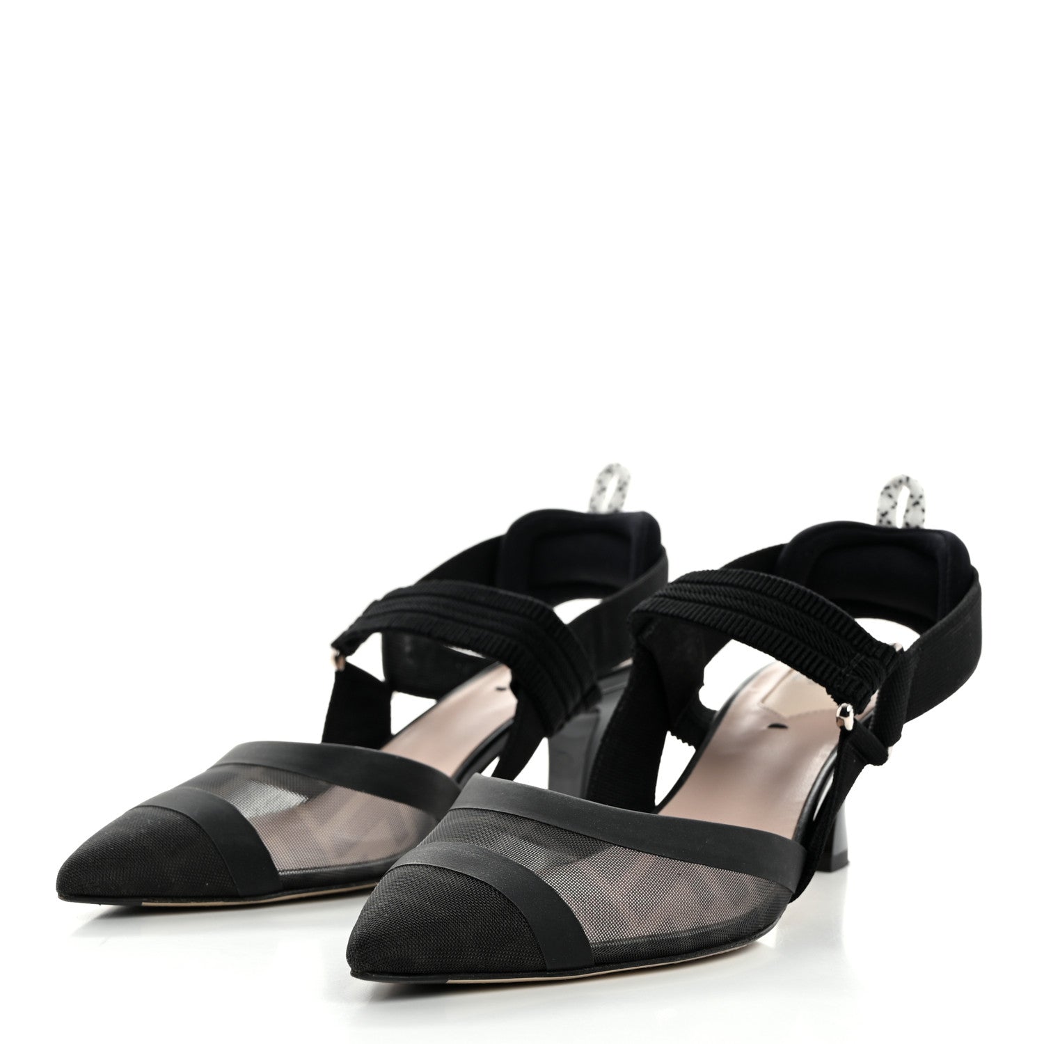 Fendi Technical Mesh FF Colibri Slingback Low-Heel Pumps 38 Black 3 of 8