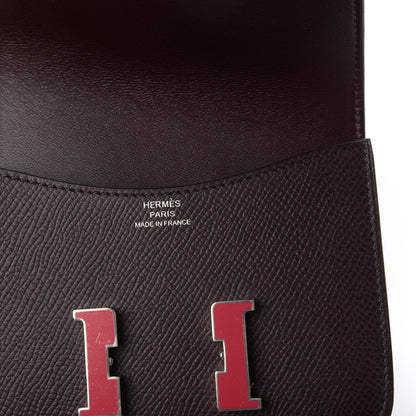 Hermes Epsom Enamel Constance Slim Wallet Rouge Sellier Framboise 8 of 11