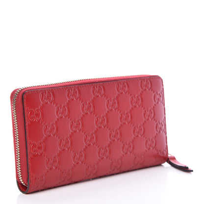 Gucci Guccissima Signature Zip Around Wallet Hibiscus Red 3 of 8