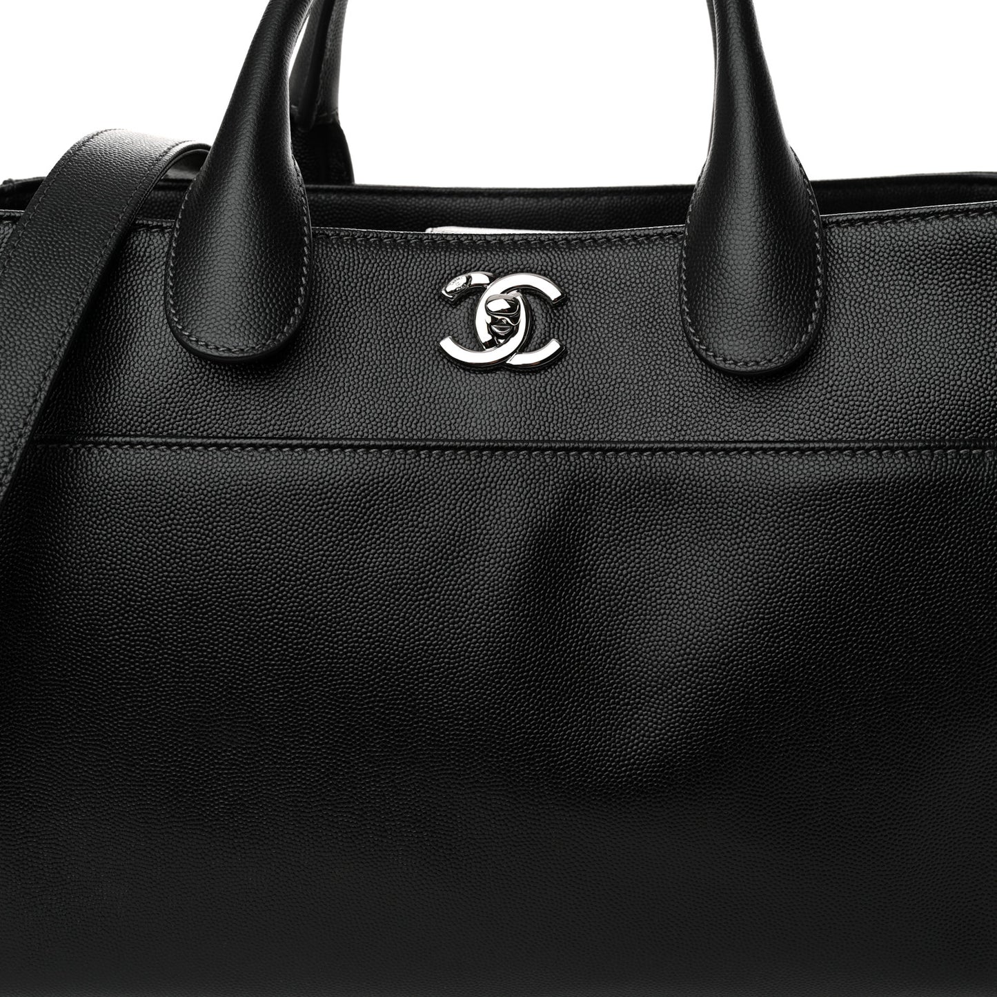Caviar Medium Cerf Executive Shopper Tote Black