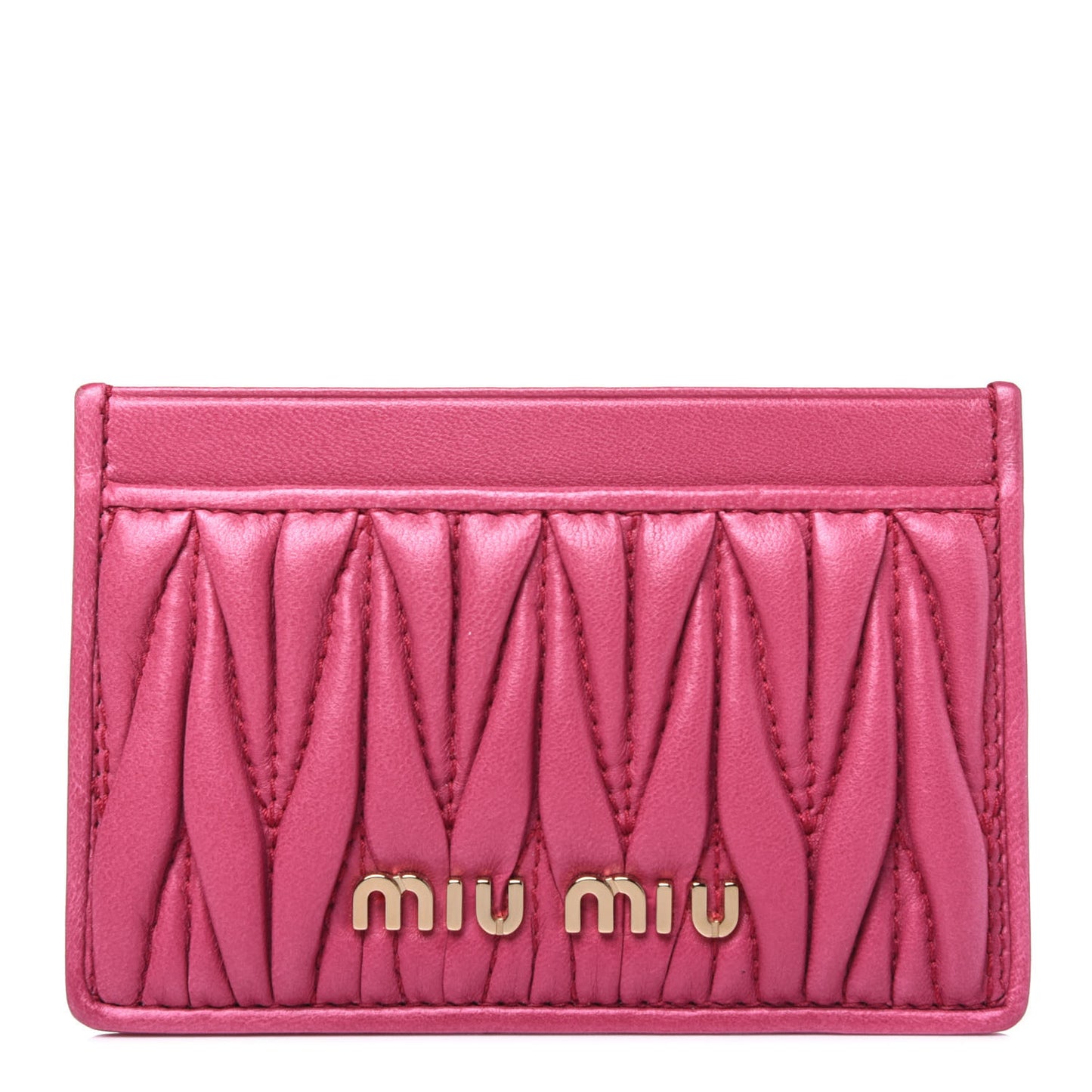 Nappa Matelasse Card Case Magenta