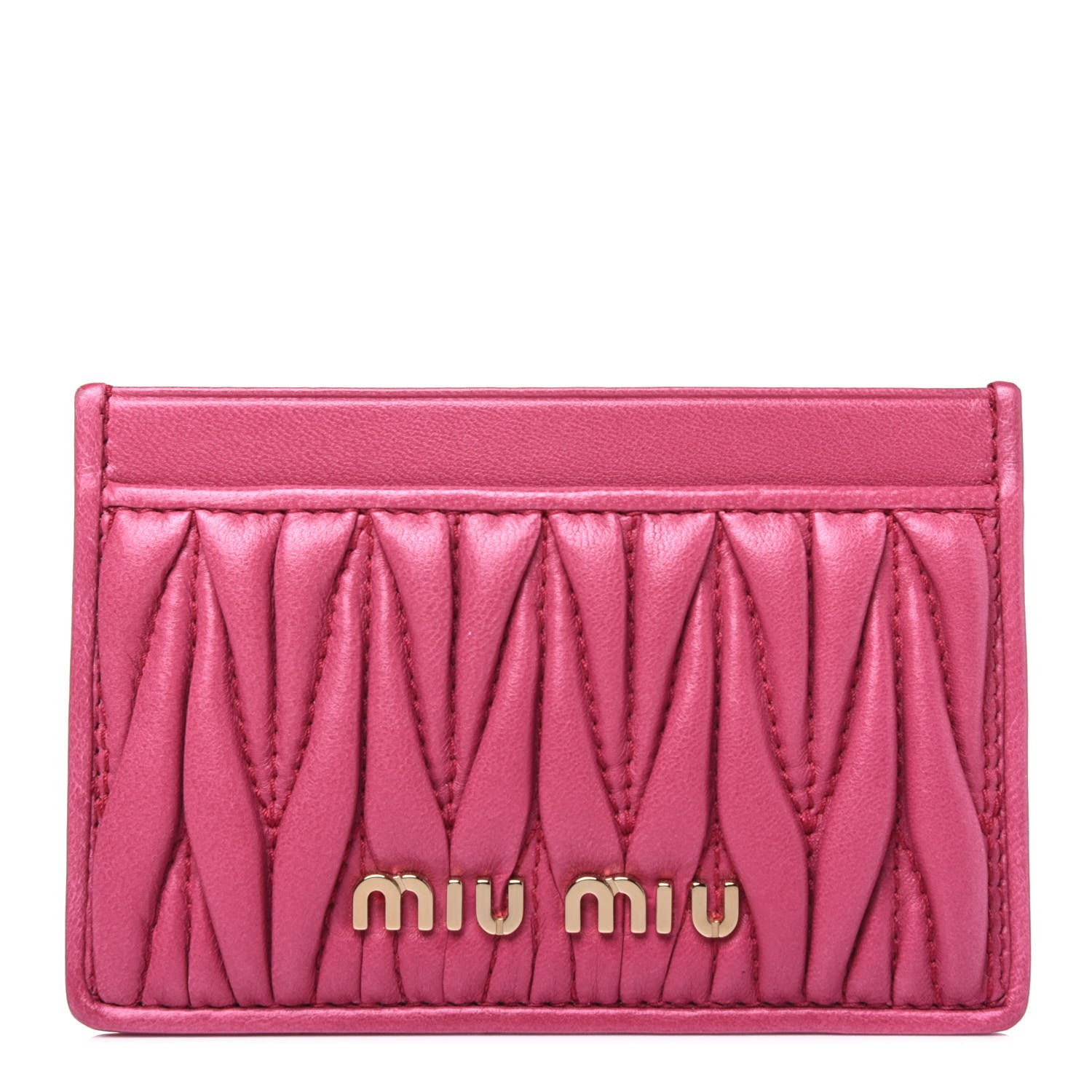 Miu Miu Nappa Matelasse Card Case Magenta 1 of 10