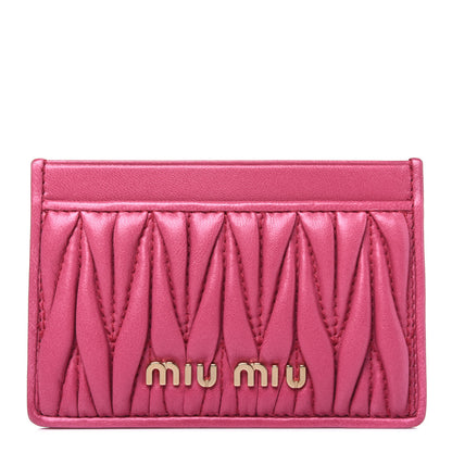 Miu Miu Nappa Matelasse Card Case Magenta 1 of 10