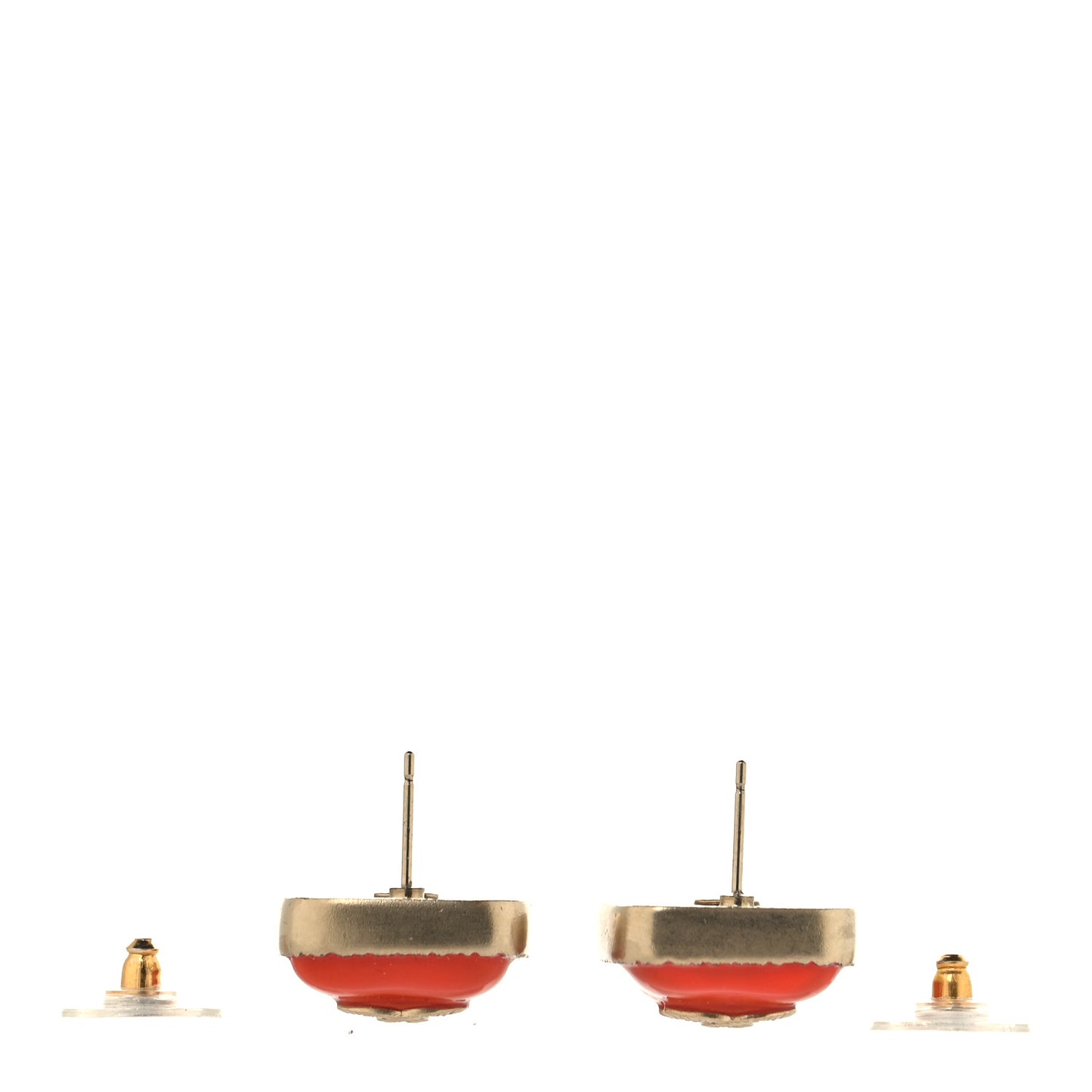 Metal Enamel CC Square Earrings Orange