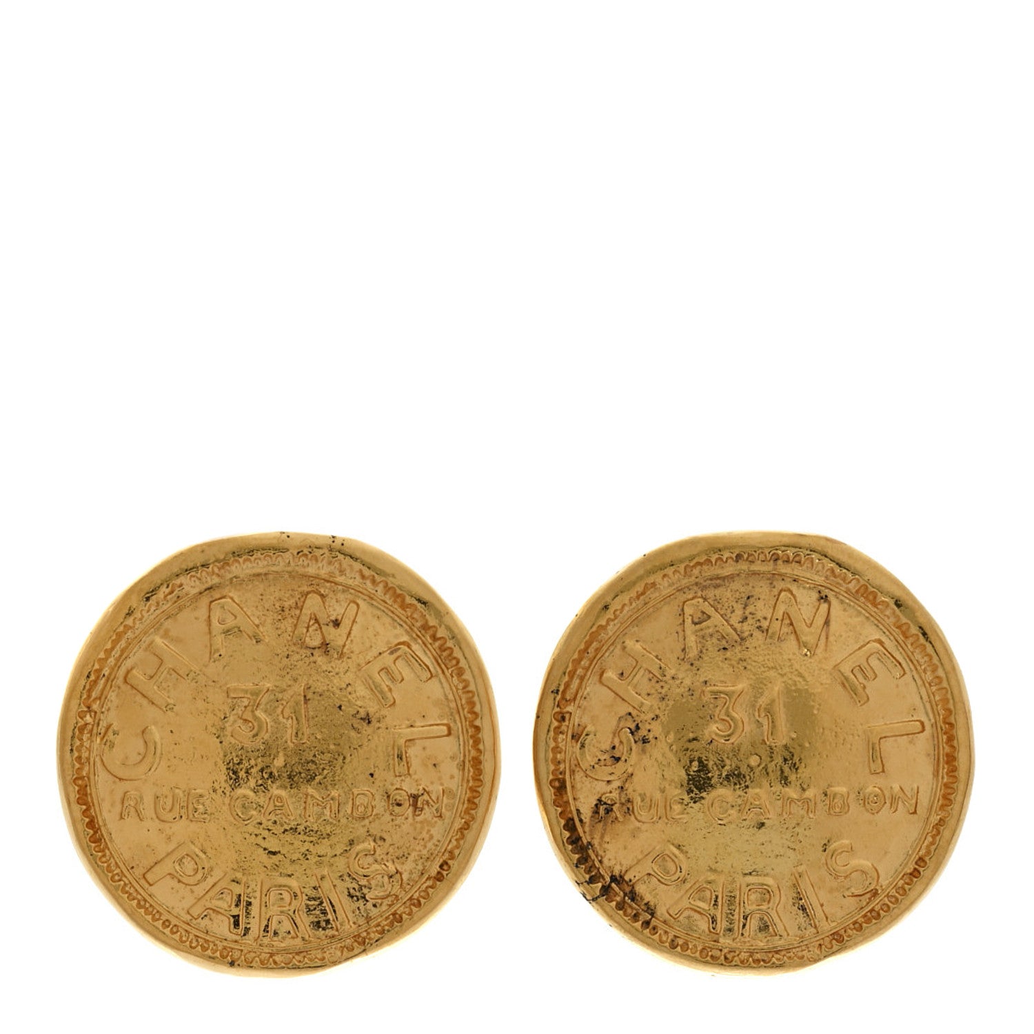 Chanel Metal CC Round Clip On Earrings Gold 1 of 5