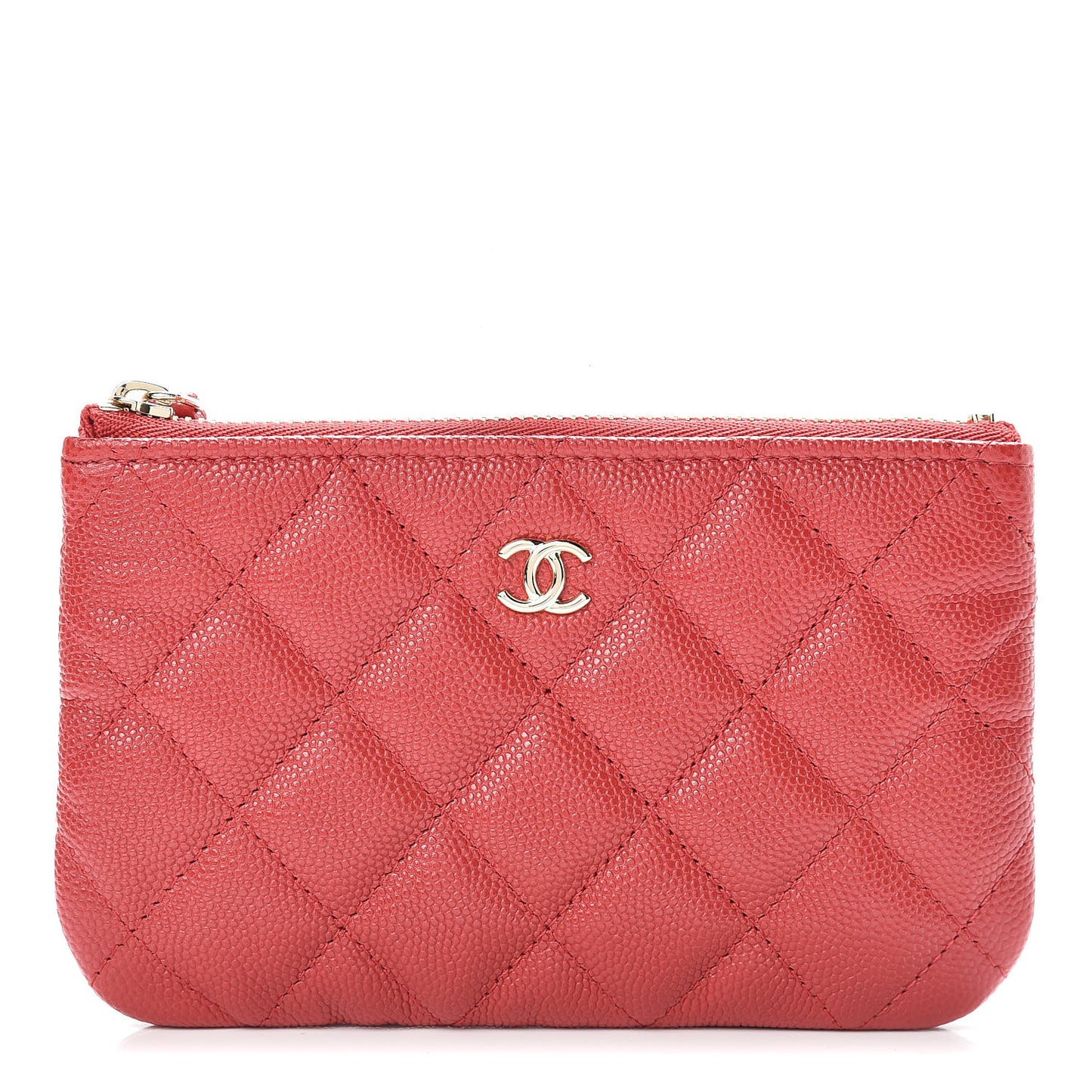 Caviar Quilted Small Cosmetic Case Red