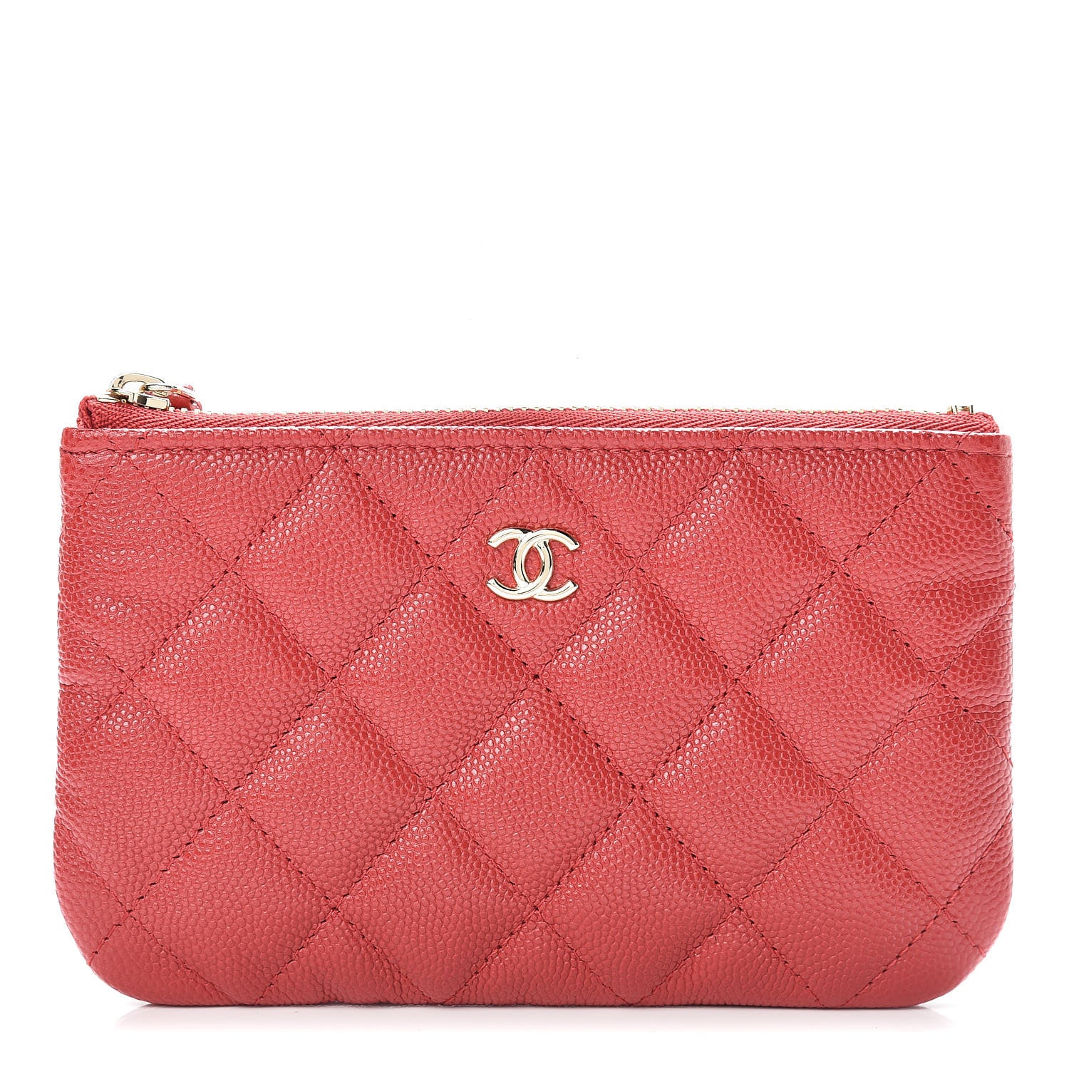 Chanel Caviar Quilted Small Cosmetic Case Red 1 of 8