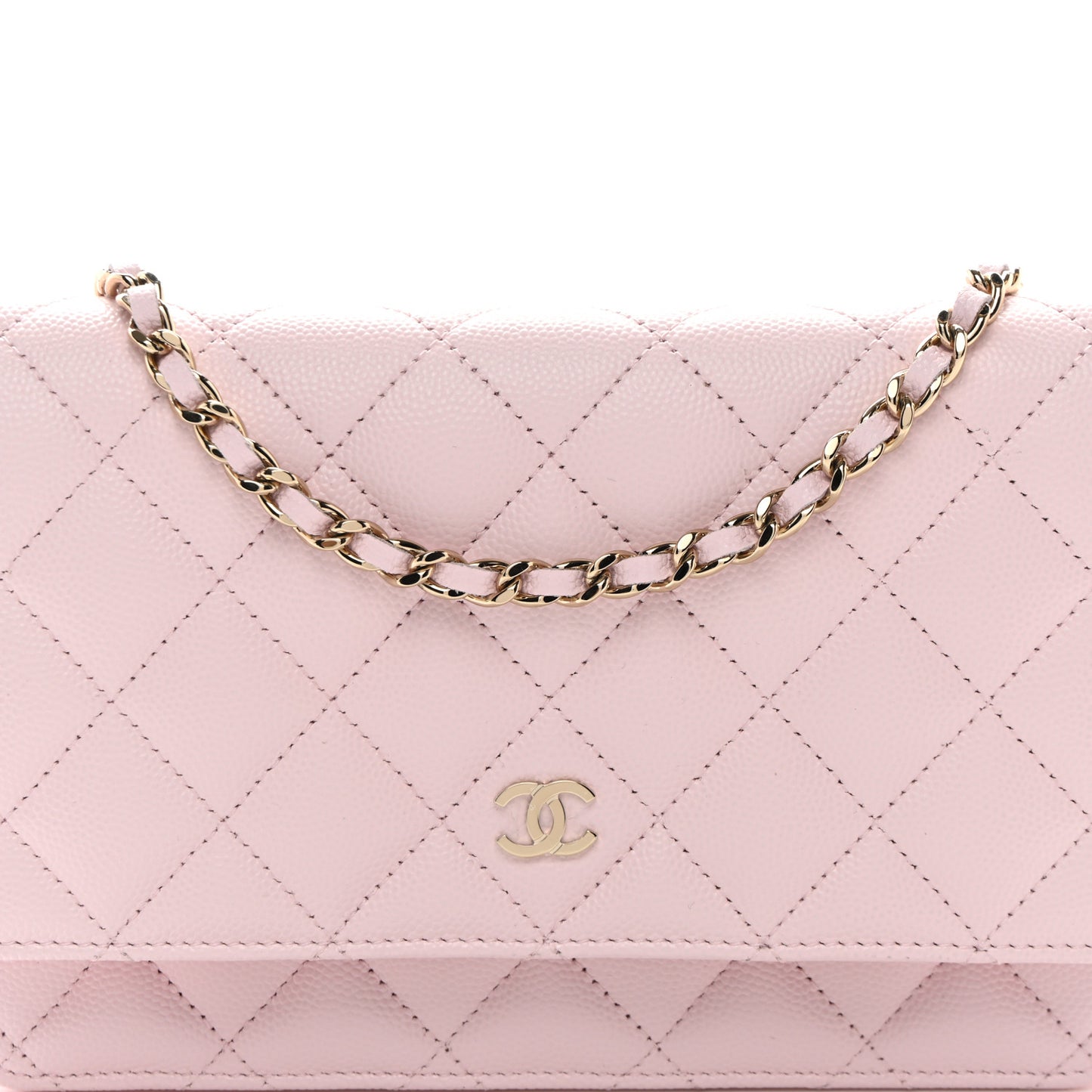 Caviar Quilted Wallet on Chain WOC Light Pink