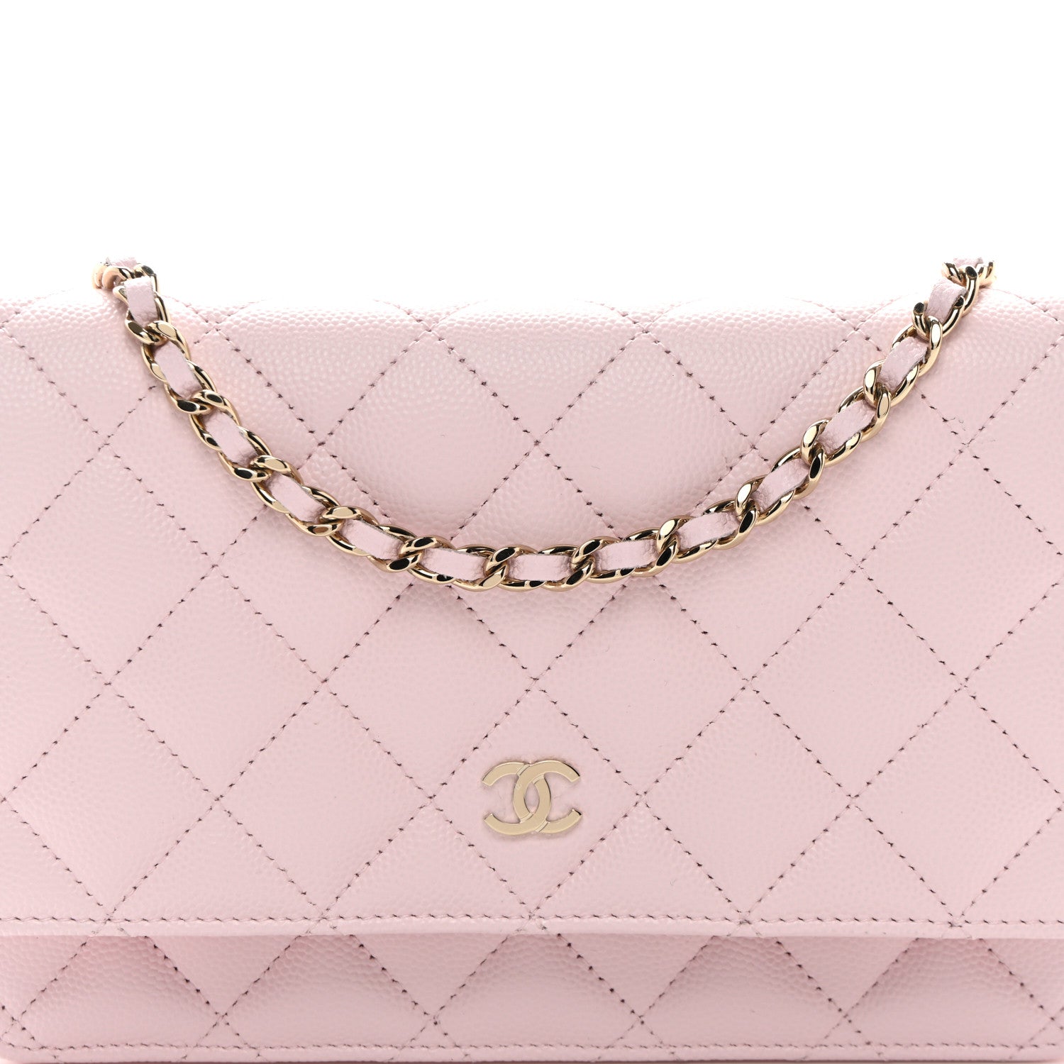 Chanel Caviar Quilted Wallet on Chain WOC Light Pink 9 of 12
