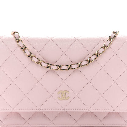 Chanel Caviar Quilted Wallet on Chain WOC Light Pink 9 of 12