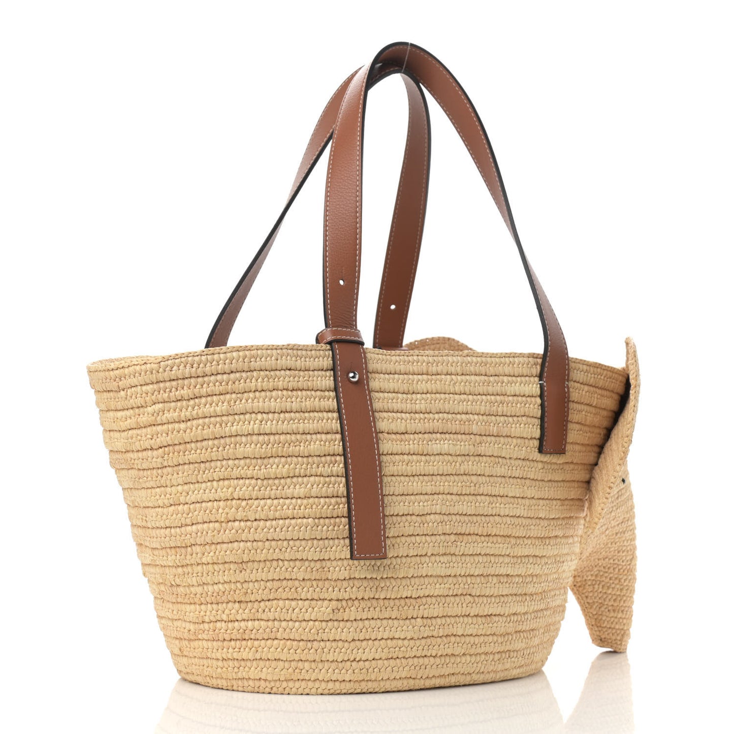Raffia Small Elephant Basket Tote Bag Natural Tan