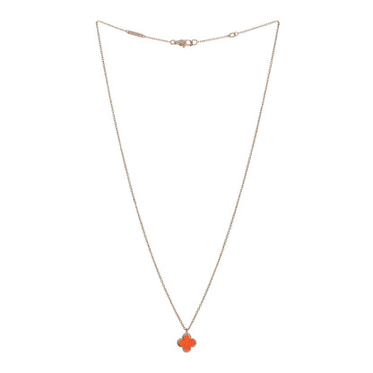 Van Cleef & Arpels 18K Rose Gold Carnelian Sweet Alhambra Pendant Necklace 3 of 4