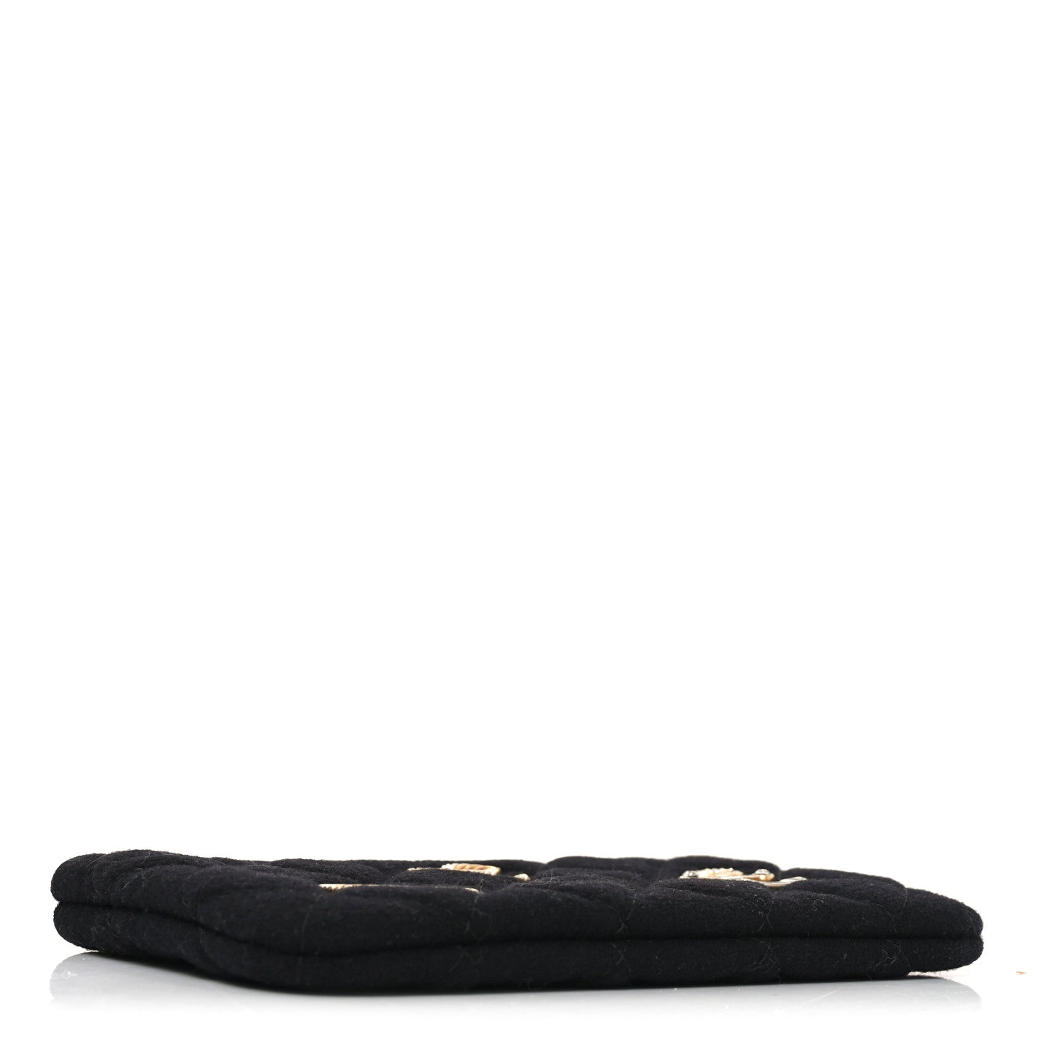 Chanel Wool Quilted Paris-Hamburg Charms Small Cosmetic Case Black 3 of 7