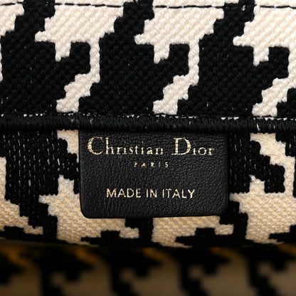 Christian Dior Canvas Macro Houndstooth Embroidered Medium Book Tote Black White 6 of 10