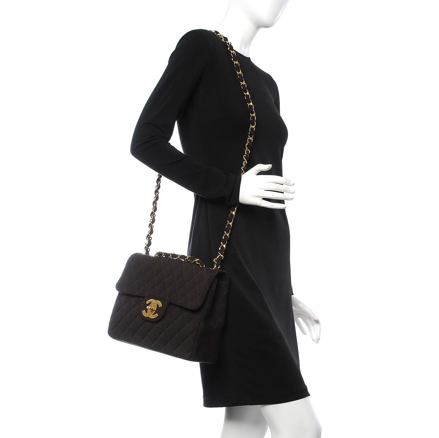 Jersey Quilted Jumbo Single Flap Brown