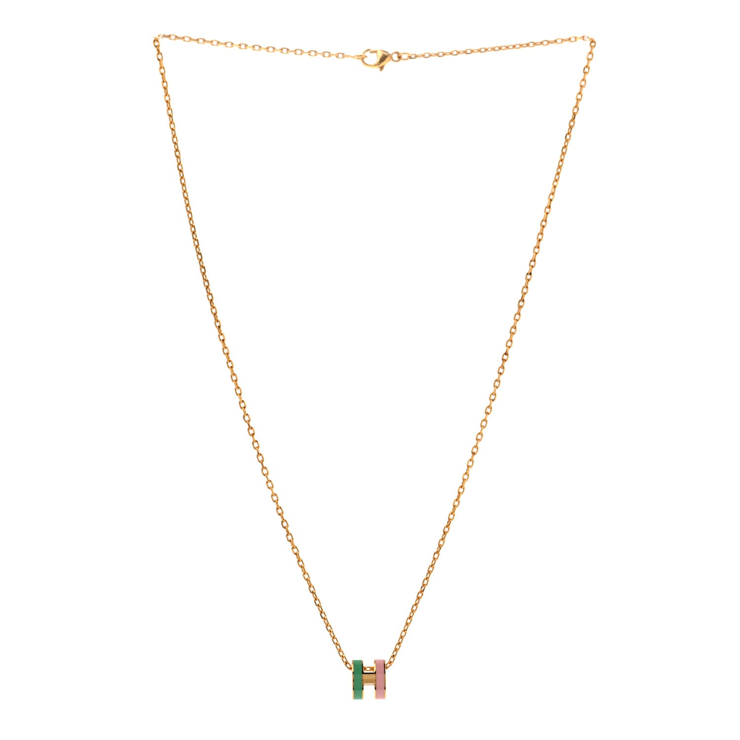 Hermes Lacquered Gold Mini Pop H Rocabar Pendant Necklace Malabar 3 of 7
