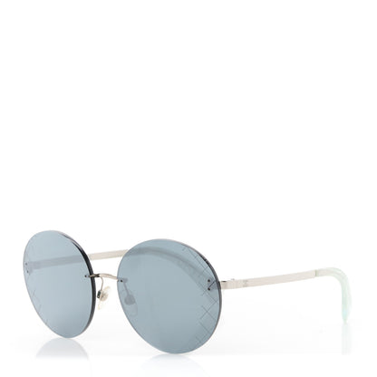 Chanel Metal Rimless Round Sunglasses 4216 Silver 1 of 8