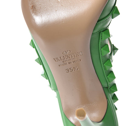 Valentino Garavani Nappa Monochrome Rockstud Ankle Strap Pumps 35.5 Green 6 of 7