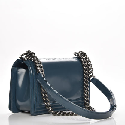 Chanel Glazed Calfskin Medium Boy Flap Blue 2 of 8