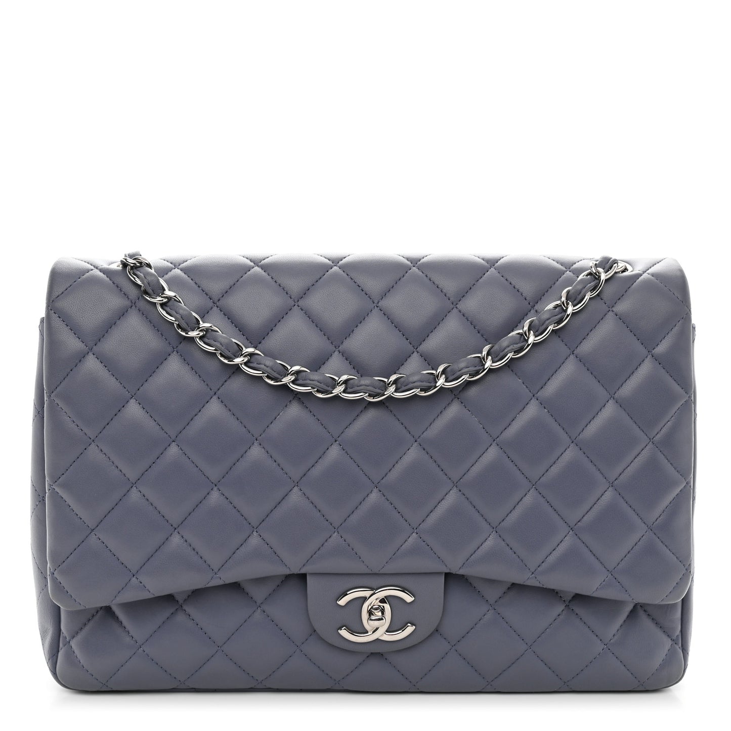 Lambskin Quilted Maxi Double Flap Light Purple
