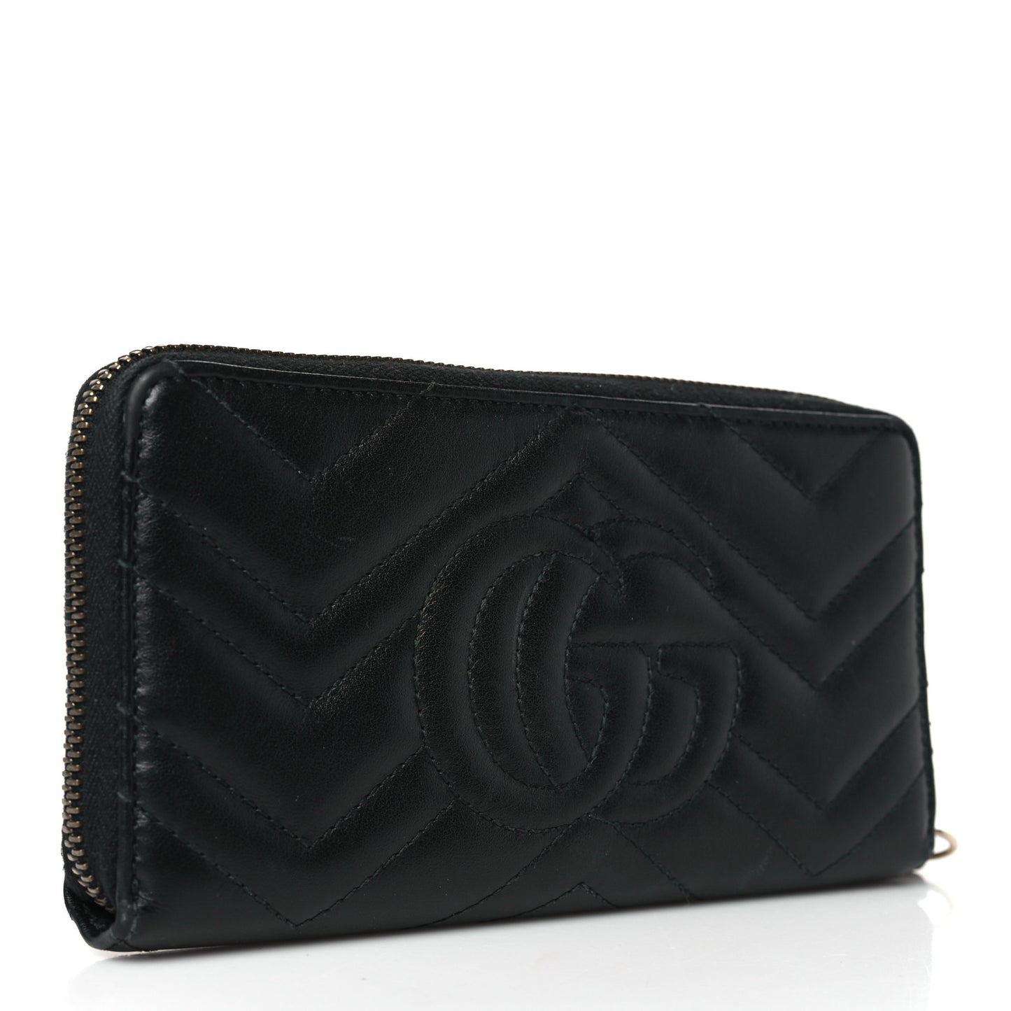 Calfskin Matelasse GG Marmont Zip Around Wallet Black