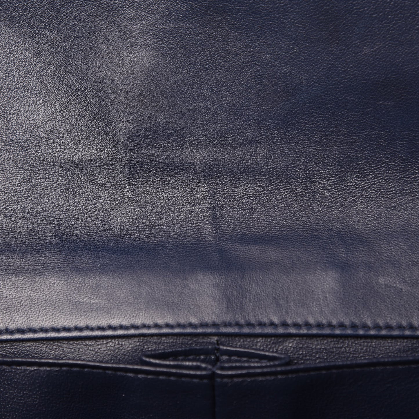 Distressed Patent Quilted East West Flap Navy Blue