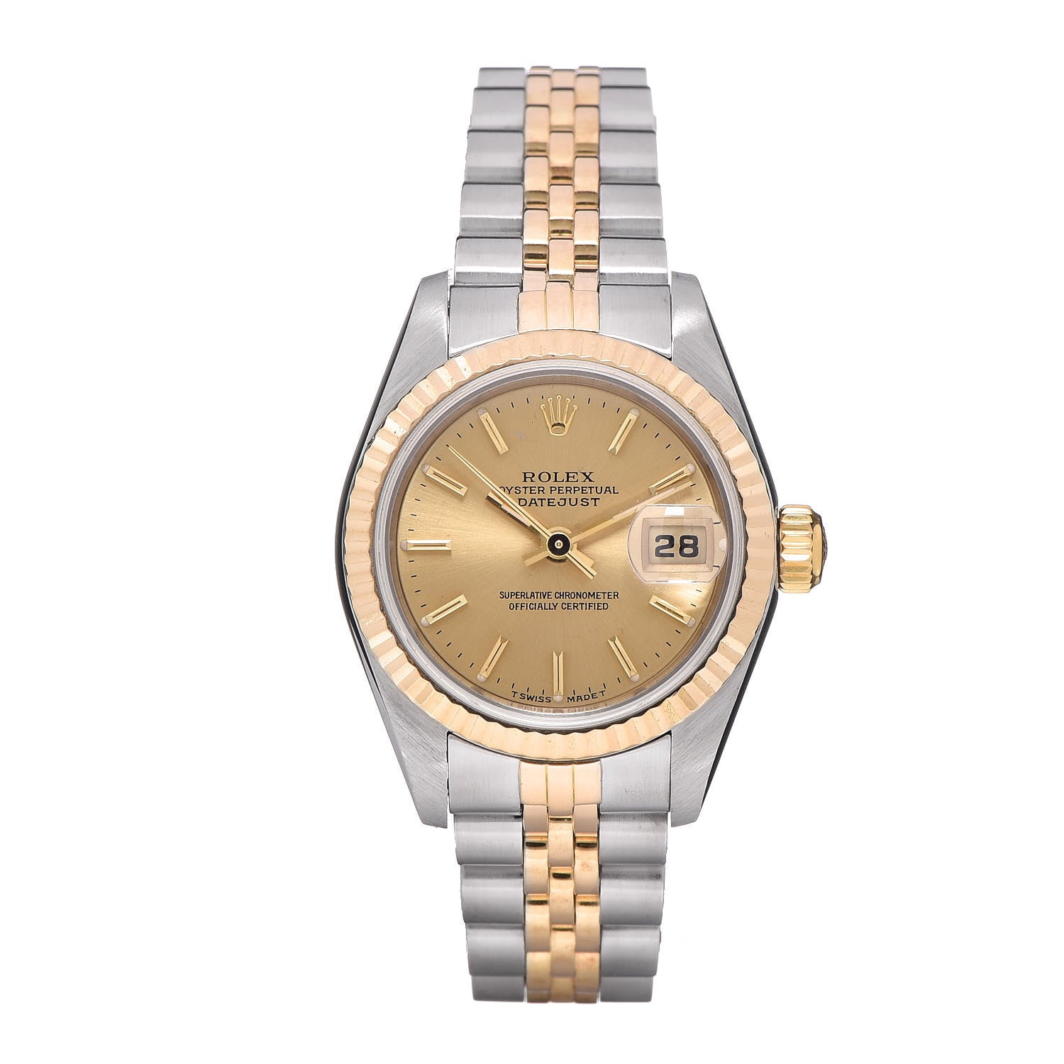 Rolex Stainless Steel 18K Yellow Gold 26mm Oyster Perpetual Datejust Watch Champagne 69173 1 of 6