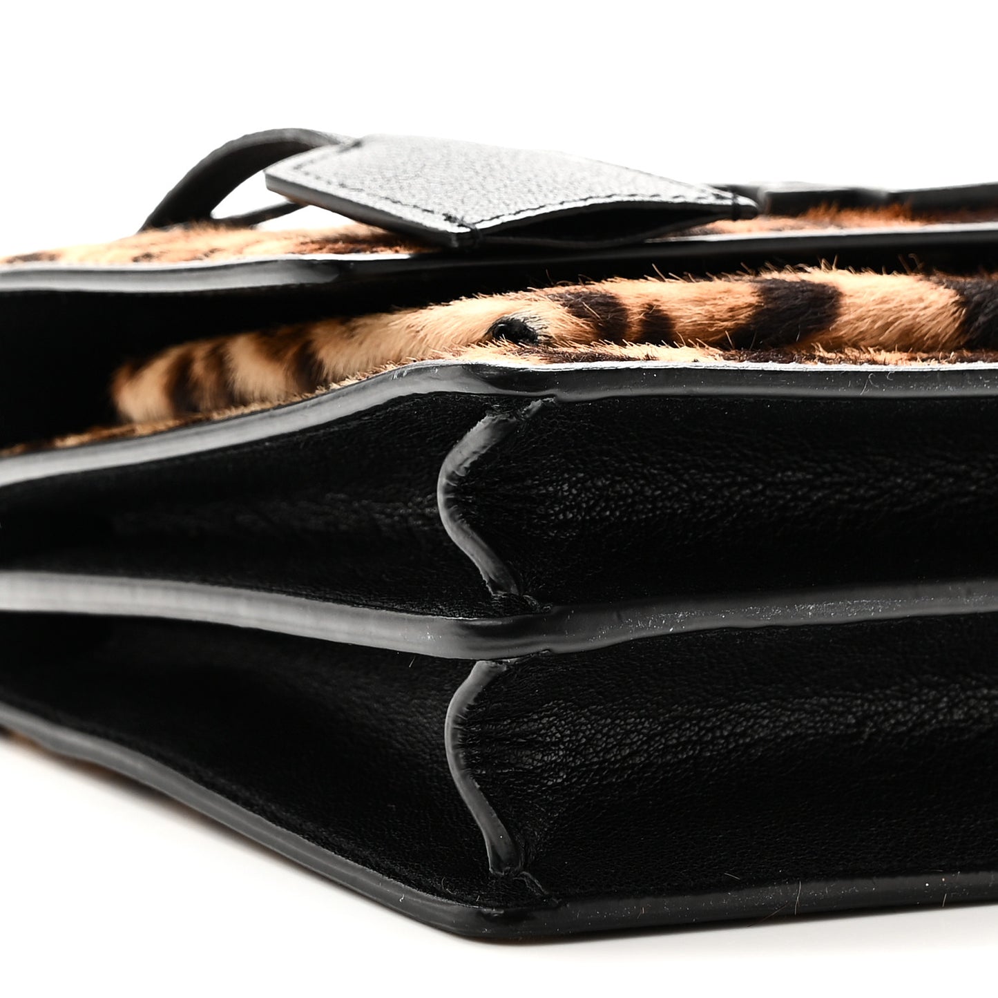 Calf Hair Leopard Print Monogram Small Sunset Chain Wallet Natural Black