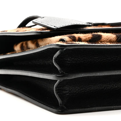 Saint Laurent Calf Hair Leopard Print Monogram Small Sunset Chain Wallet Natural Black 9 of 10