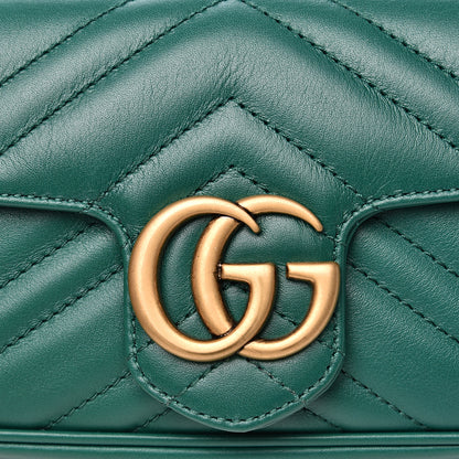 Gucci Calfskin Matelasse Super Mini GG Marmont Shoulder Bag Emerald Green 9 of 11
