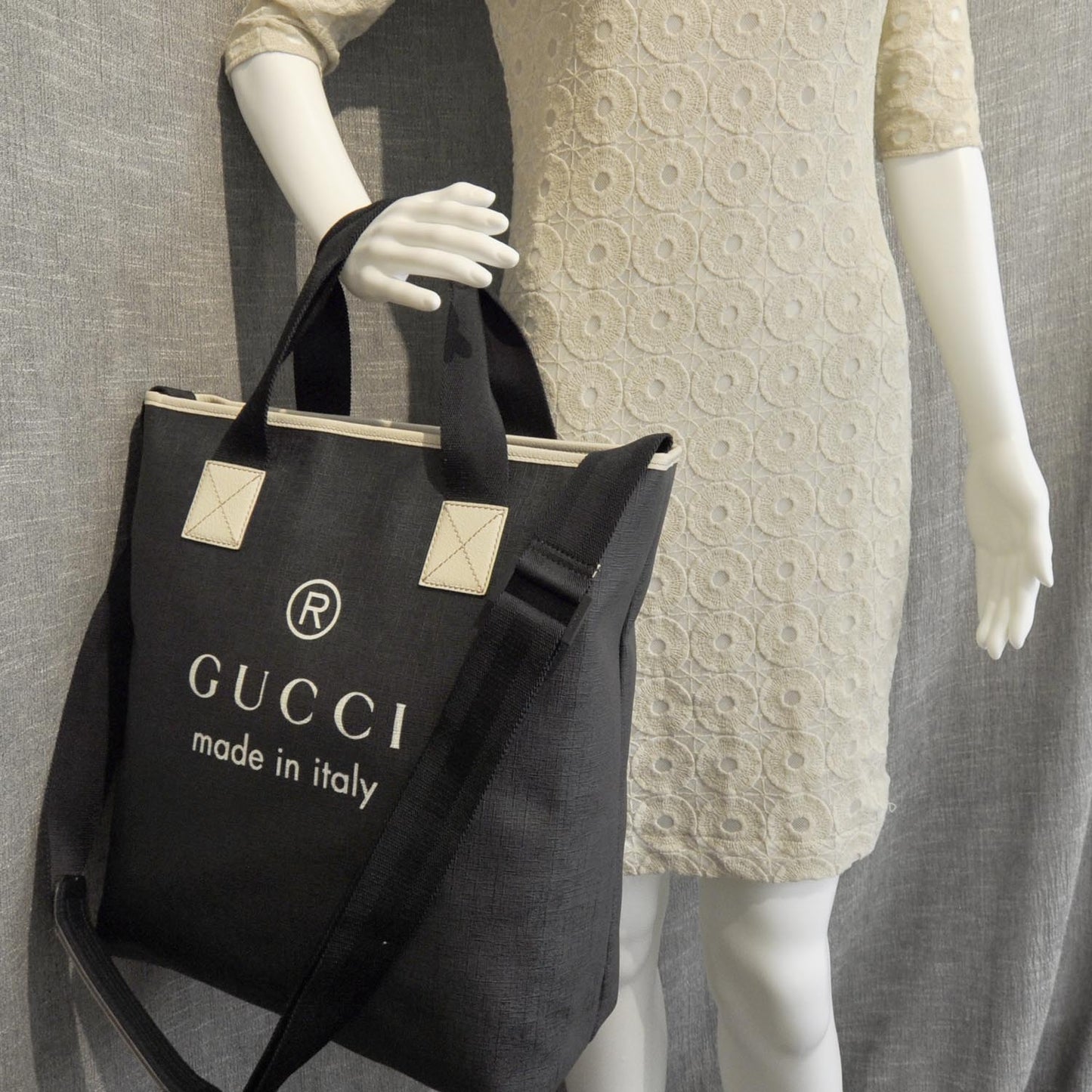 Coated Canvas Trademark Logo Tote Black