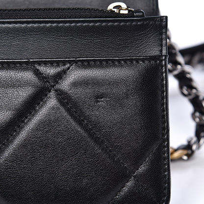 Chanel Goatskin Quilted 19 Wallet On Chain WOC Black 13 of 15