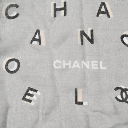Chanel Cashmere Silk Scarf Shawl Grey Multicolor 4 of 4
