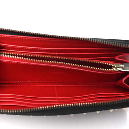 Christian Louboutin Calfskin Panettone Spiked Zip Around Wallet Black Gold 5 of 11