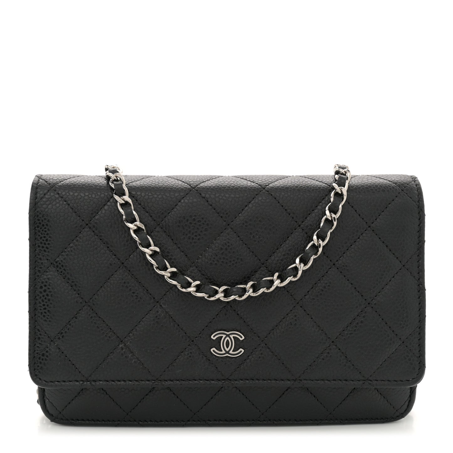 Caviar Quilted Wallet on Chain WOC Black