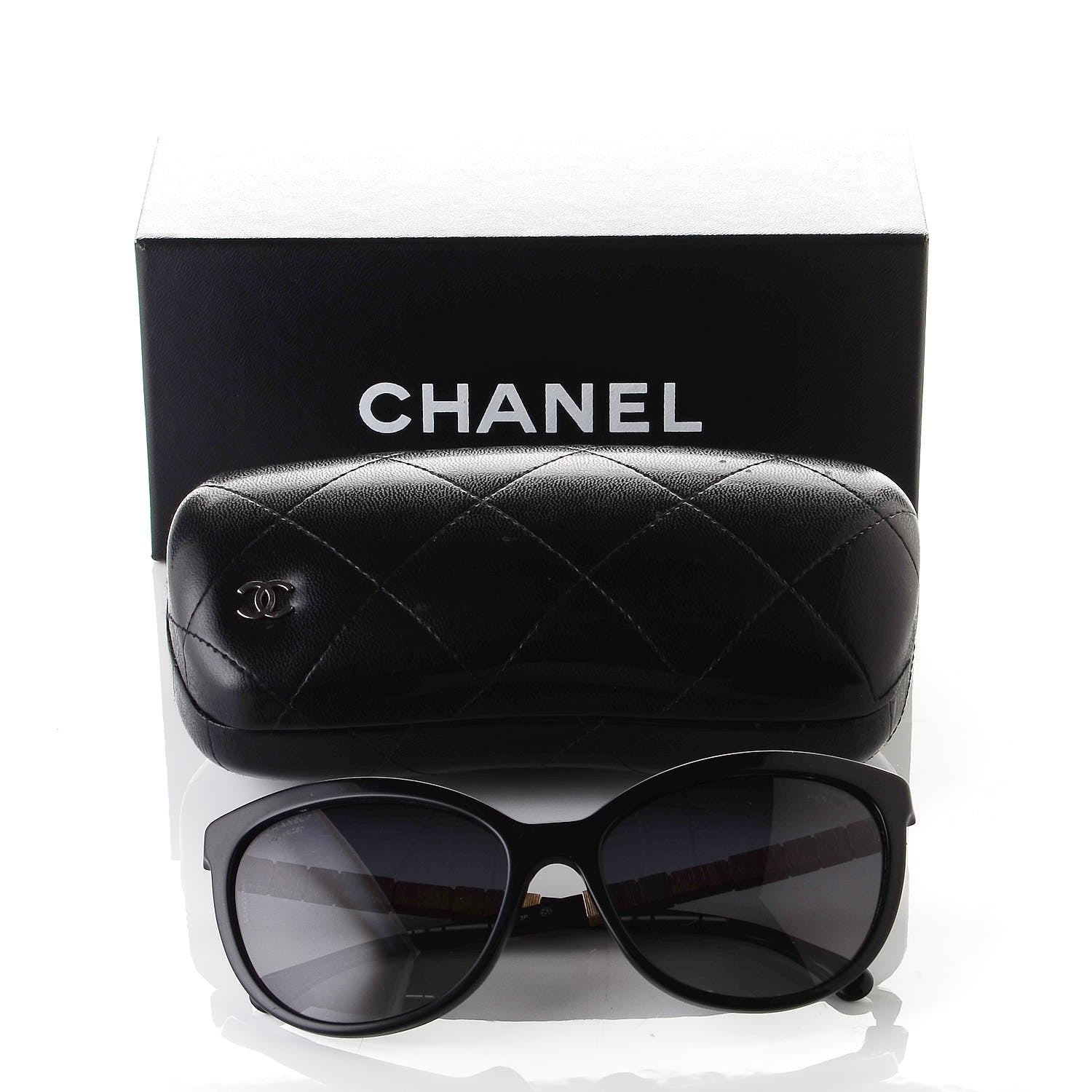 Chanel Crystal Baguette Polarized Cat Eye Bijou Sunglasses 5307-B Black 8 of 8