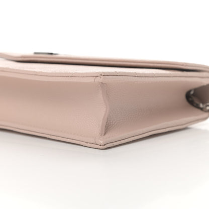 Saint Laurent Grain De Poudre Matelasse Chevron Monogram Envelope Chain Wallet Marble Pink 10 of 12